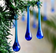 Blue Glass Chandelier Drop Ornaments - Christmas Tree Ornaments - Pack of 20